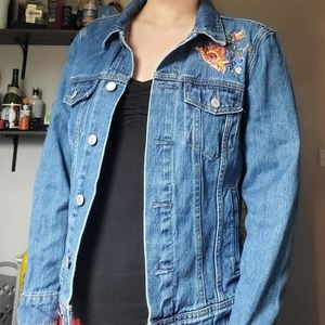 Floral Embroidered Jean Jacket